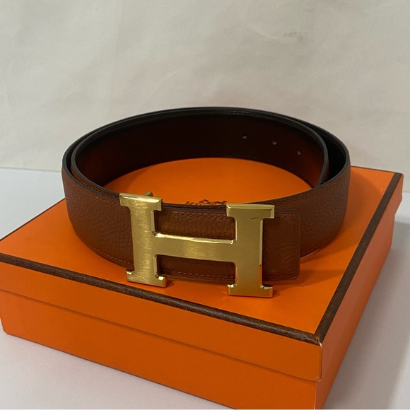 Hermes Brown Leather Belt SZ 85 - Picture 1 of 5